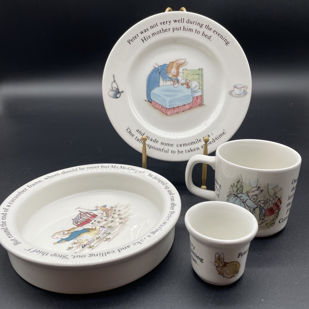 Wedgwood Beatrix Potter Peter Rabbit Set Bowl Plate Mug Egg Cup England No Chips